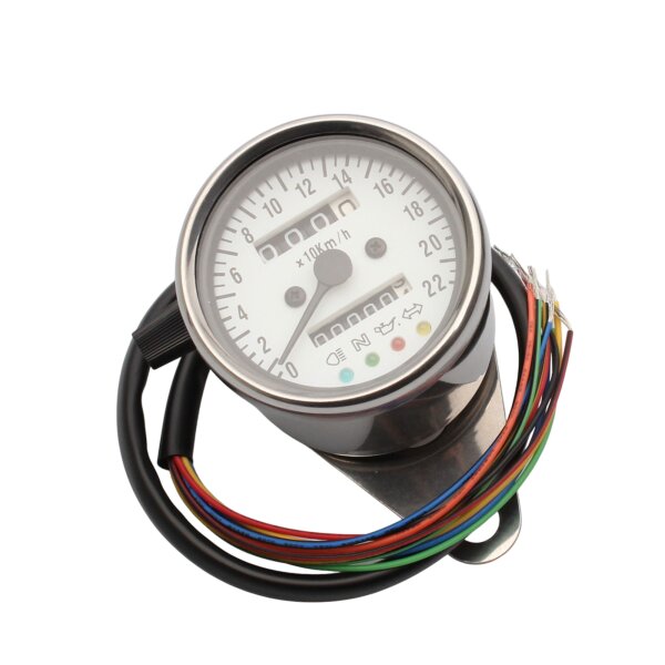 Tachometer mechanisch 0-22 (0-220 km/h) 60 mm weißes Zifferblatt K=1.4