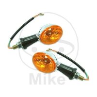 Turn signal light pair oval chrome E-mark 12V 10W M10...