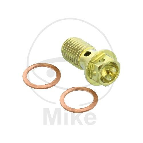 Banjo bolt single M10x1,25 Titanium Racing gold for Ducati Honda Kawasaki Suzuki Triumph Yamaha