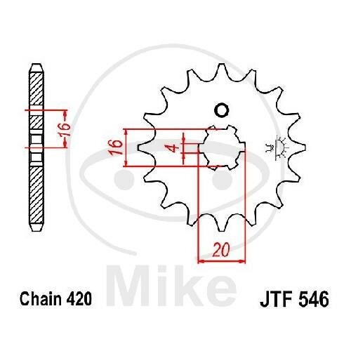 Ritzel 16 Zähne Teilung 420 für Kawasaki KX 60 65 80 85 Yamaha PW 80 TT-R 90