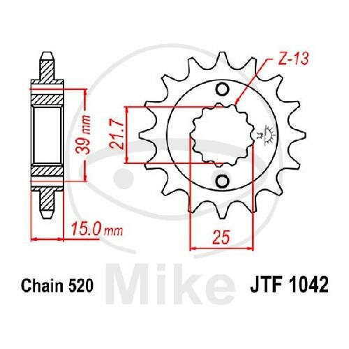 Pignon 15 Dents Division 520 pour Kymco KXR 250 Maxxer 250 300 MXU 250