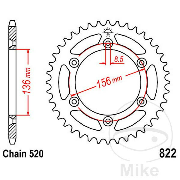 Pignon de chaîne  53 dents pas 520 136 / 156 pour Husqvarna CR 125 250 WR 250 300