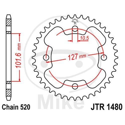 Kettenrad  37 Zähne Teilung 520 101 / 127 für Polaris Outlaw 450 MXR Outlaw 525 S