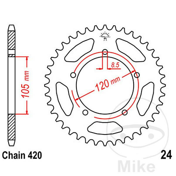 Pignone  50 denti passo 420 105 / 120 per Aprilia MX 50 Malaguti XTM 50 Enduro