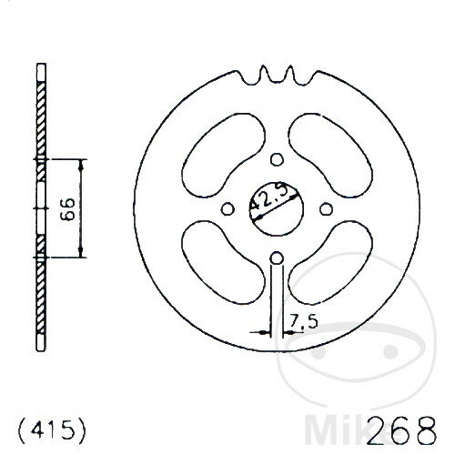 Sprocket  54 teeth pitch 415 black 42.5 / 066