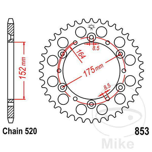 Kettenrad  40 Zähne Teilung 520 152 / 175