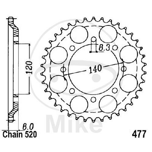 Sprocket  43 teeth pitch 520 120 / 140