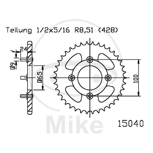 Sprocket  41 teeth pitch 428 black 065 / 100