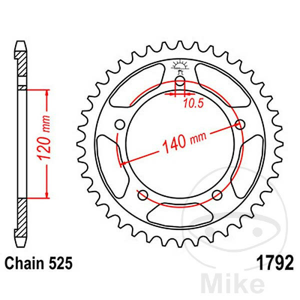 Sprocket  45 teeth pitch 525 120 / 140