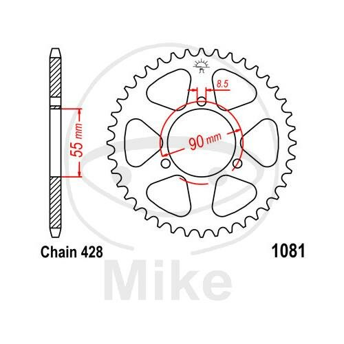 Pignon de chaîne  46 dents pas 428 055 / 090