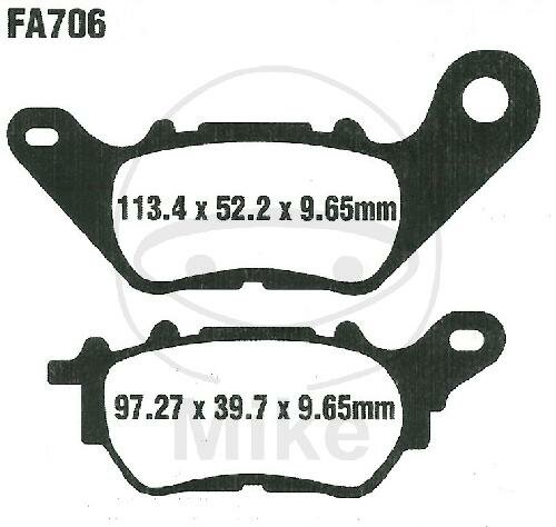 Jeu de plaquettes de frein organiques EBC Scooter SFA706