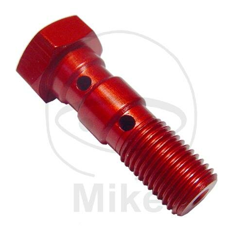 Banjo bolt double 3/8-24 aluminium red