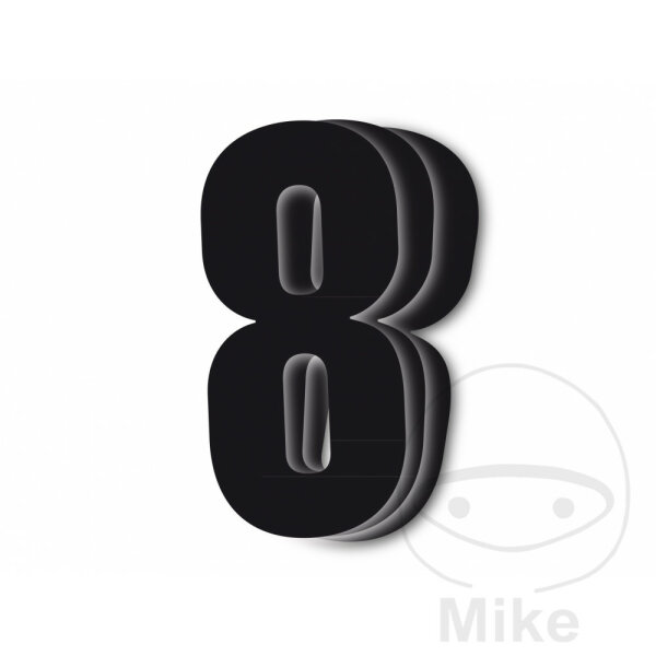 BBR start numbers - content 3 pieces black, 13x7 cm, number 8