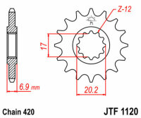 Set catena DID/JT 420NZ3 SDH 12/52 adatto per MBK 50 X-LIMIT Enduro 97-02