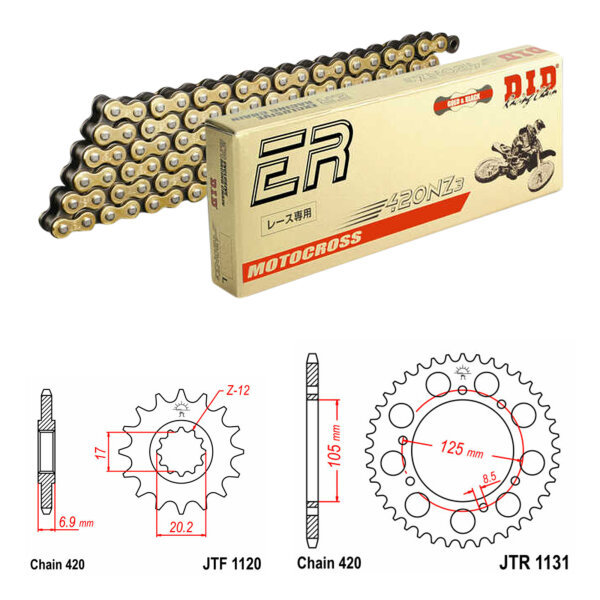 DID/JT Chain Kit 420NZ3 SDH 12/48 suitable for Rieju MRX 50 01-02