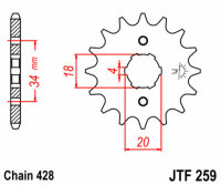 Kit catena DID/JT 428NZ SDH 14/42 adatto per Daelim VL 125 Daystar 00-07