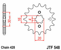 Kit catena DID/JT 428NZ SDH 14/45 adatto per Yamaha YBR 125 ED 06-13