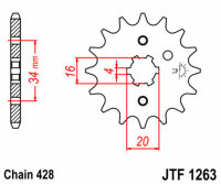 DID/JT chain kit 428NZ SDH 14/45 suitable for Yamaha YBR 125 ED 2005