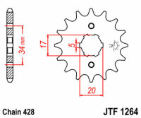 Kit de cadena DID/JT 428VX 17/54 adecuado para Derbi Senda 125 R 04-08