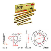 DID/JT Chain Kit 520ERT3 SDH 12/50 suitable for Husqvarna TC 250 4T 06-08