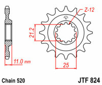 DID/JT Chain Kit 520ERT3 SDH 12/50 suitable for Husqvarna TC 250 4T 06-08