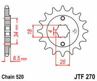 Kit de cadena DID/JT 520VX3 14/40 adecuado para Derbi DXR 250 DD/TD 04-08