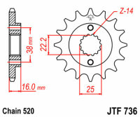 Kit chaîne DID/JT 520VX3 15/36 adapté pour Ducati 600 SS Supersport 1994