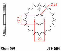 Kit de cadena DID/JT 520VX3 13/48 adecuado para Gas Gas EC 125 01-15