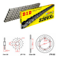 DID/JT Chain Kit 520VX3 13/48 suitable for Gas Gas EC 250 01-17