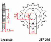 Kit catena DID/JT 520VX3 13/50 adatto per Honda XR 250 R (ME06) 84-85