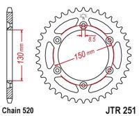 Kit catena DID/JT 520VX3 13/50 adatto per Honda XR 250 R (ME06) 84-85