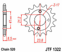 Kit de cadena DID/JT 520VX3 15/38 adecuado para Honda TRX 400 EX Sportrax 02-04