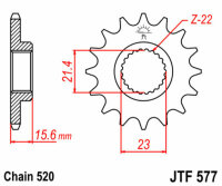 DID/JT Kettensatz 520VX3 15/47 passend für Yamaha TT 600 E 94-98