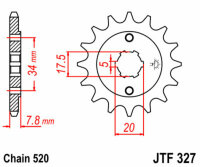 Kit catena DID/JT 520VX3 14/41 adatto per Honda VT 125 C/C2 Shadow 99-08