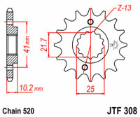 Kit de cadena DID/JT 520VX3 15/45 adecuado para Honda NX 650 Dominator 1990