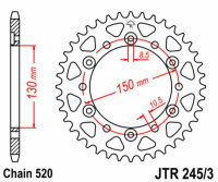 Kit de cadena DID/JT 520VX3 15/45 adecuado para Honda NX 650 Dominator 1990