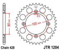 DID/JT Chain Kit 428NZ 14/50 suitable for Honda CRF 100 F 04-13