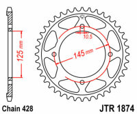 DID/JT Chain Kit 428VX 16/59 suitable for Yamaha XVS 125 Dragstar 00-04