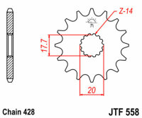 Kit de cadena DID/JT 428VX 16/57 adecuado para Yamaha DT 125 R 99-03