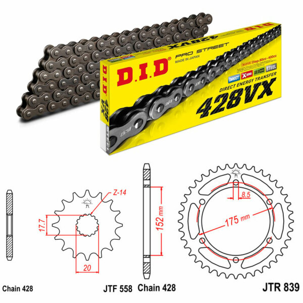 DID/JT Kettensatz 428VX 16/53 passend für Yamaha TDR 125 89-93