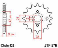 Ensemble chaîne DID/JT 428VX 19/52 adapté pour Yamaha XT 350 H/N 85-95