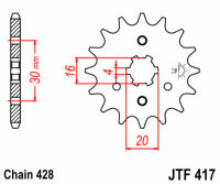 Kit de cadena DID/JT 428VX 15/46 adecuado para Kawasaki BN 125 A 98-07