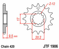 DID/JT Chain Kit 420NZ3 14/48 suitable for Husqvarna TC 65 17-23