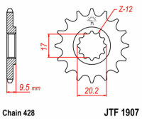 DID/JT Chain Kit 428NZ 14/49 suitable for Husqvarna 19/16 14-17