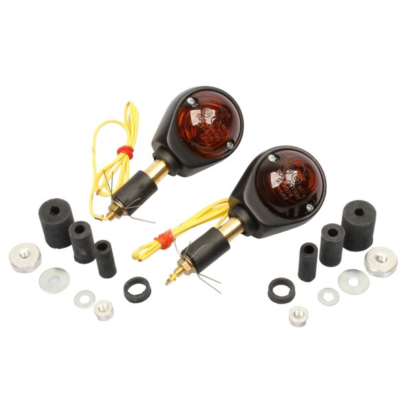 Ox Eye Handlebar End Indicators Pair SHIN YO Aluminum, black, smoke lens